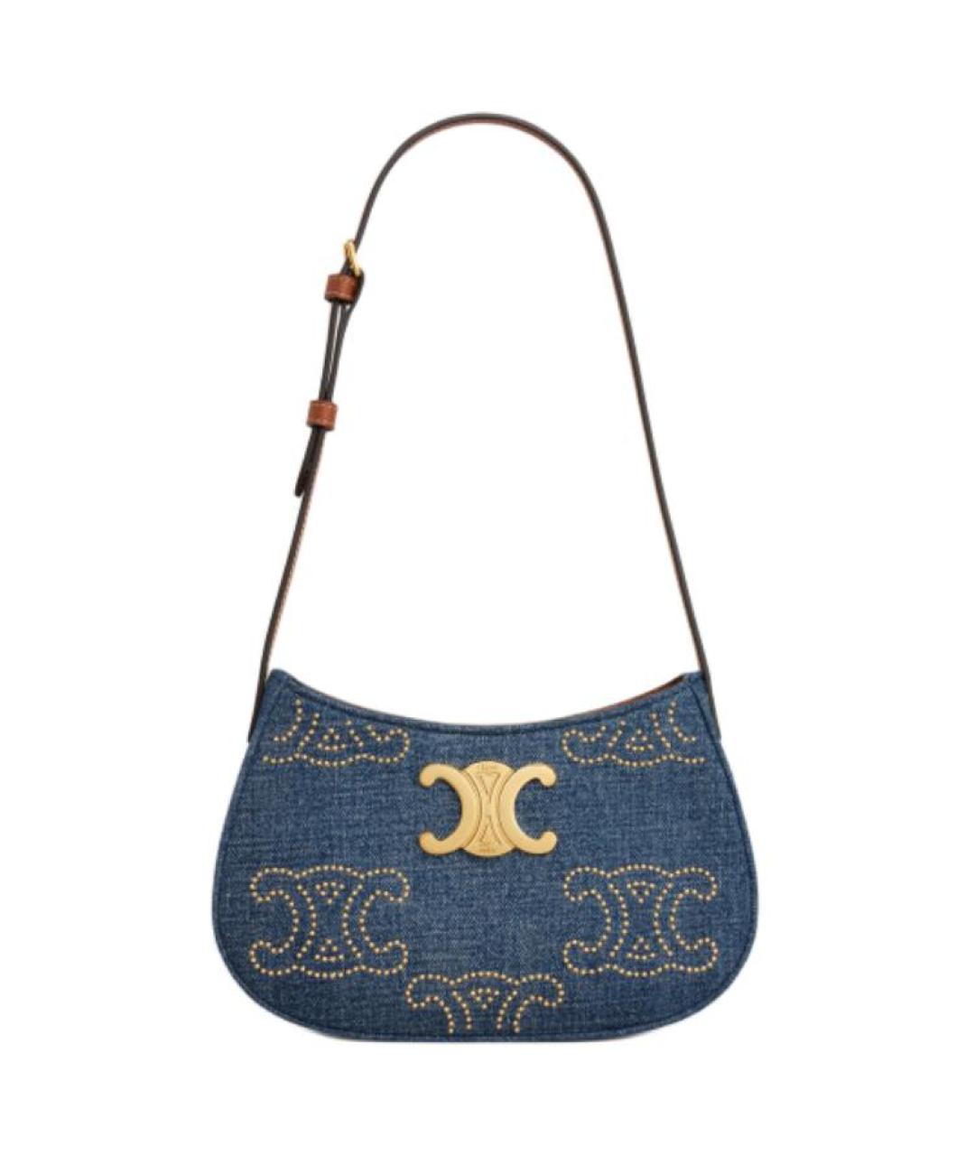 CELINE Темно-синяя тканевая сумка через плечо, фото 1