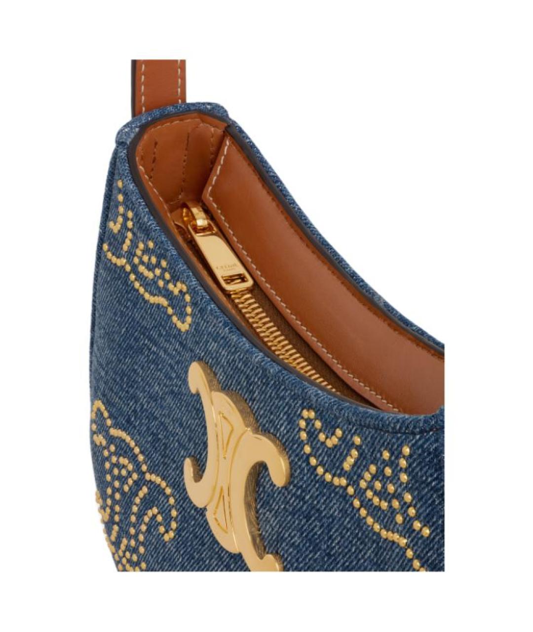 CELINE Темно-синяя тканевая сумка через плечо, фото 3