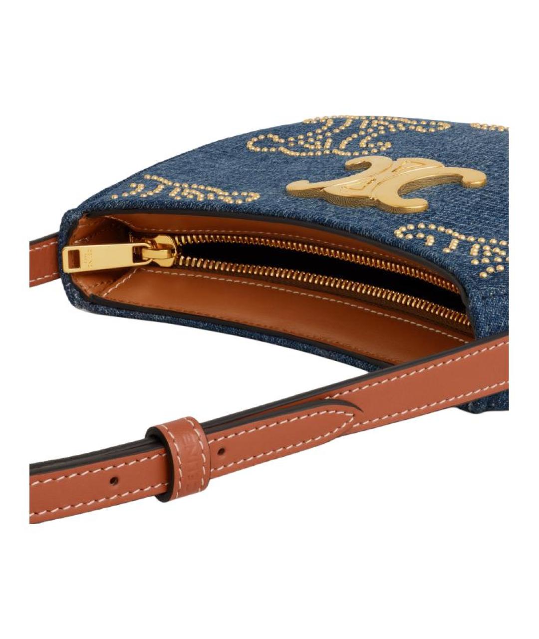 CELINE Темно-синяя тканевая сумка через плечо, фото 4