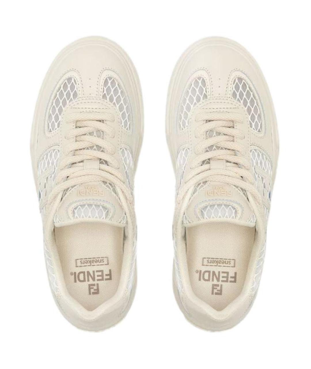 FENDI Бежевые кроссовки, фото 4
