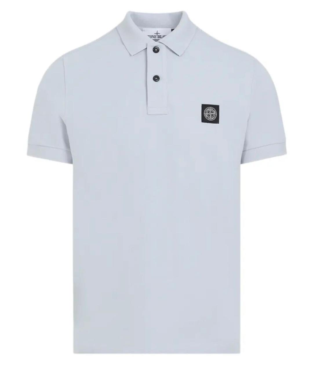 STONE ISLAND Голубое хлопковое поло с коротким рукавом, фото 1