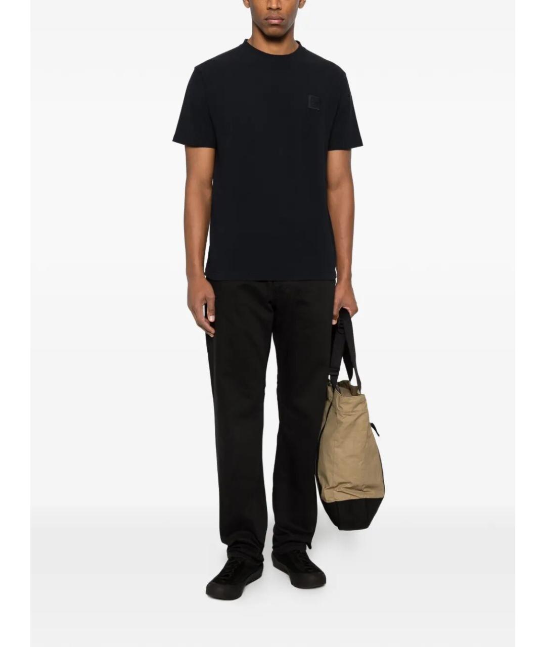 STONE ISLAND Темно-синяя хлопковая футболка, фото 5