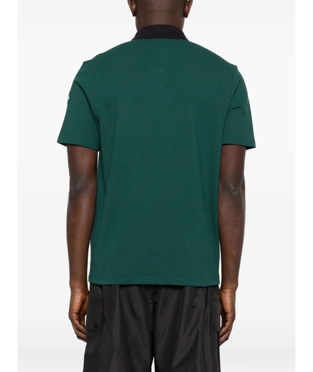 MONCLER Зеленые хлопковое поло с коротким рукавом, фото 2