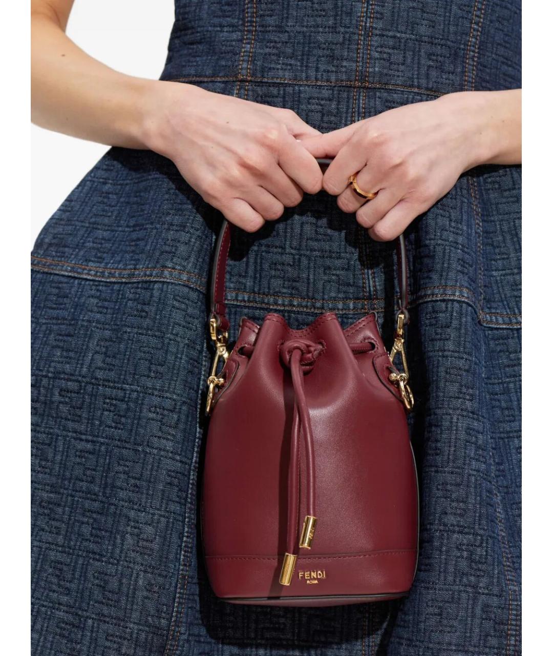 FENDI Бордовая кожаная сумка через плечо, фото 2