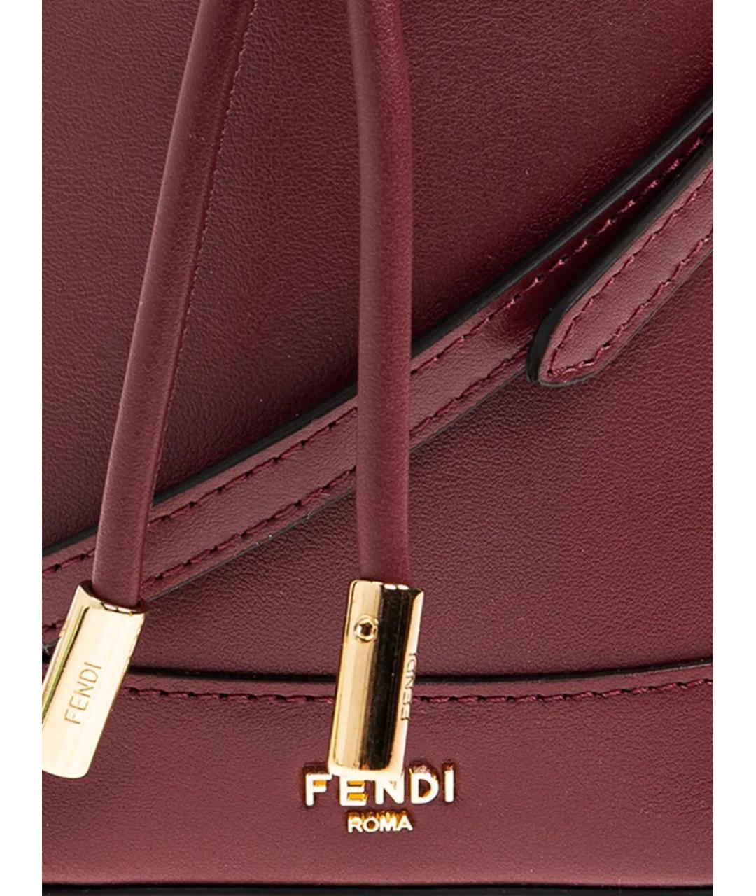 FENDI Бордовая кожаная сумка через плечо, фото 6