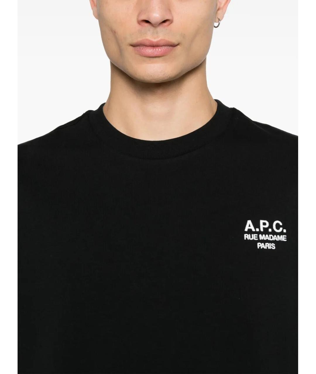 A.P.C. Черная хлопковая футболка, фото 4