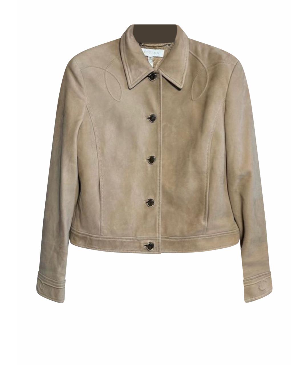 ESCADA Бежевая кожаная куртка, фото 1