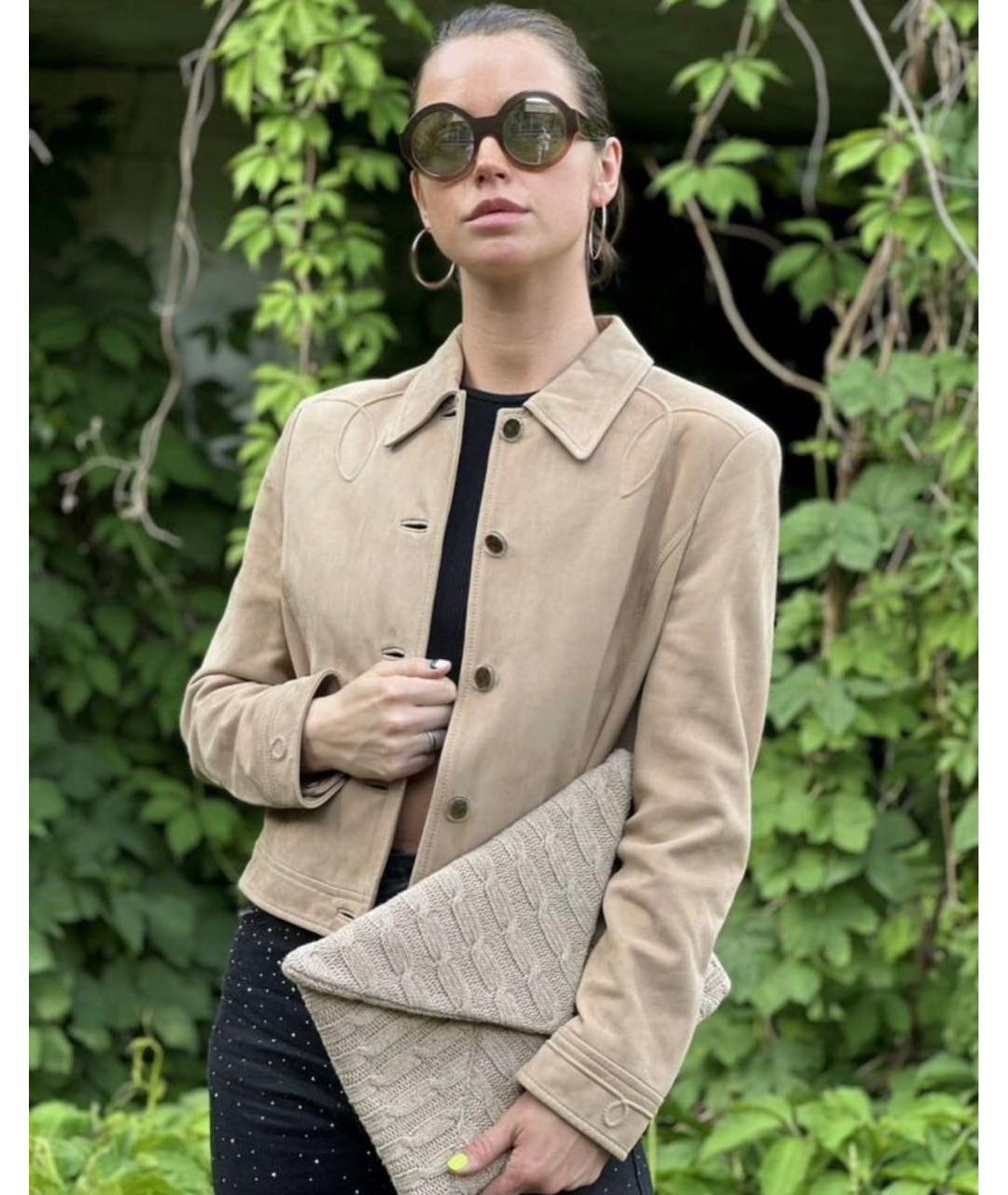 ESCADA Бежевая кожаная куртка, фото 5