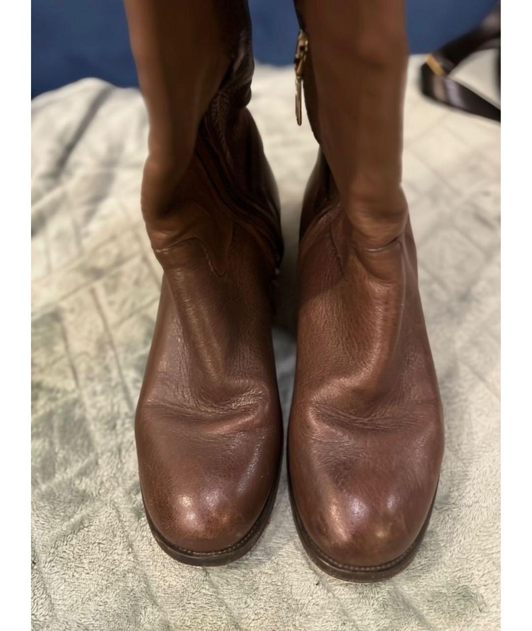 PRADA Коричневые кожаные сапоги, фото 4