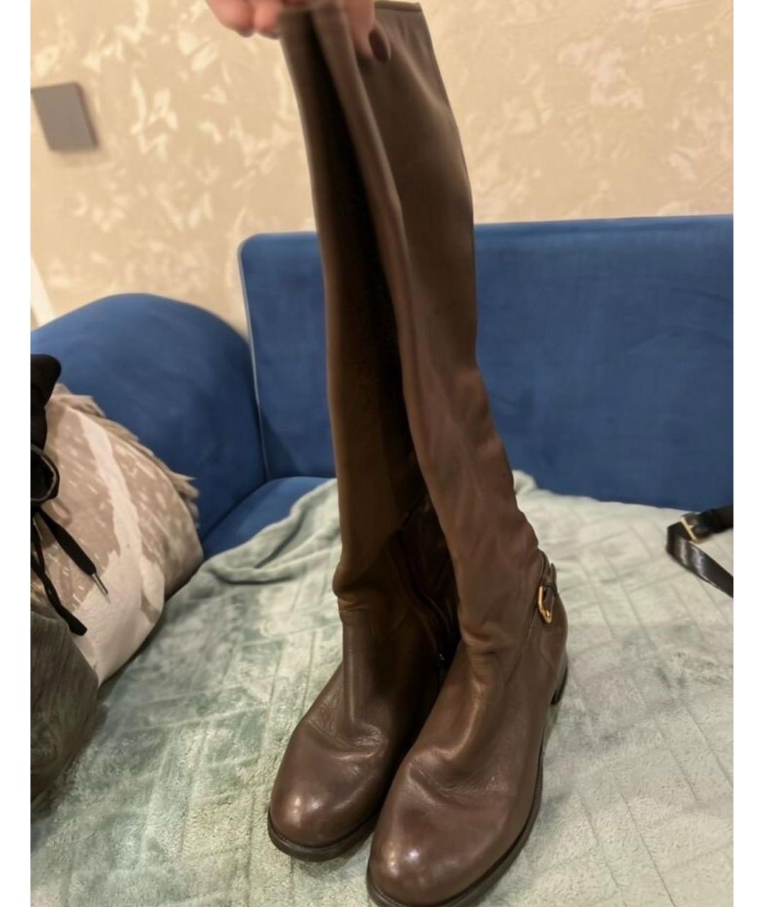 PRADA Коричневые кожаные сапоги, фото 3
