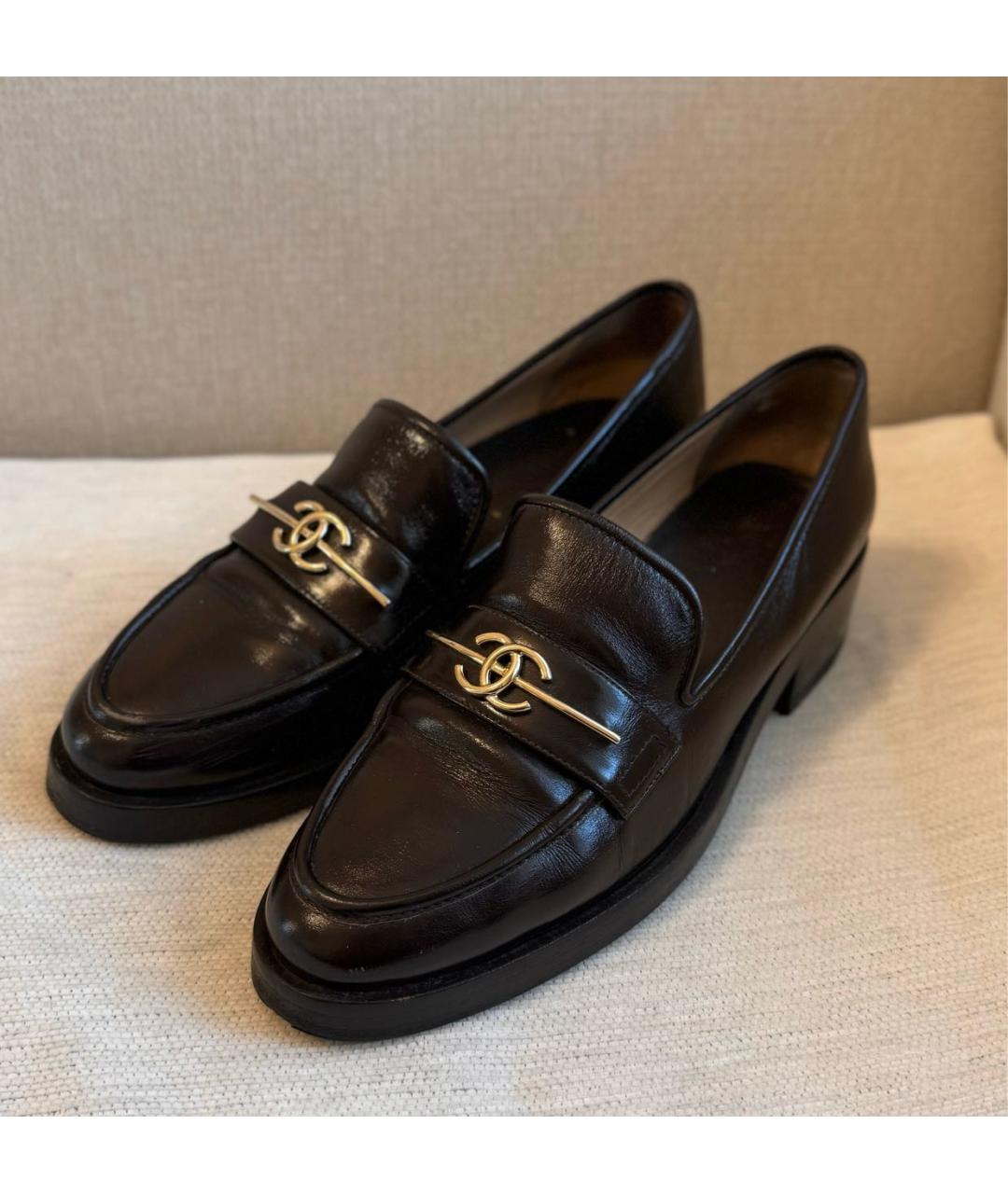 CHANEL Коричневые кожаные лоферы, фото 3