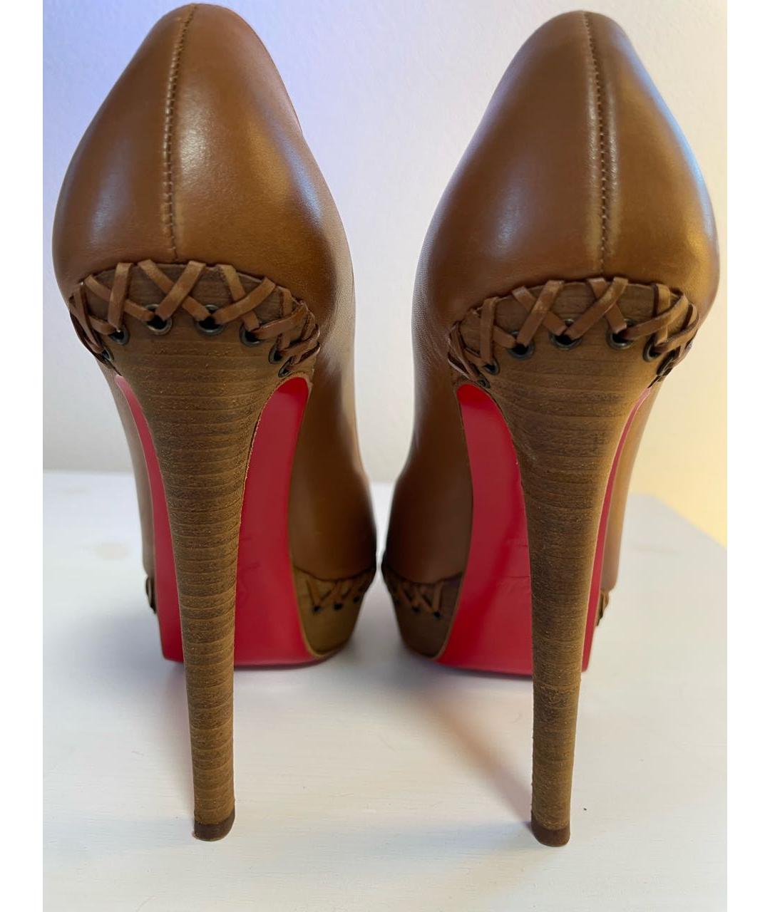 CHRISTIAN LOUBOUTIN Коричневые кожаные туфли, фото 3