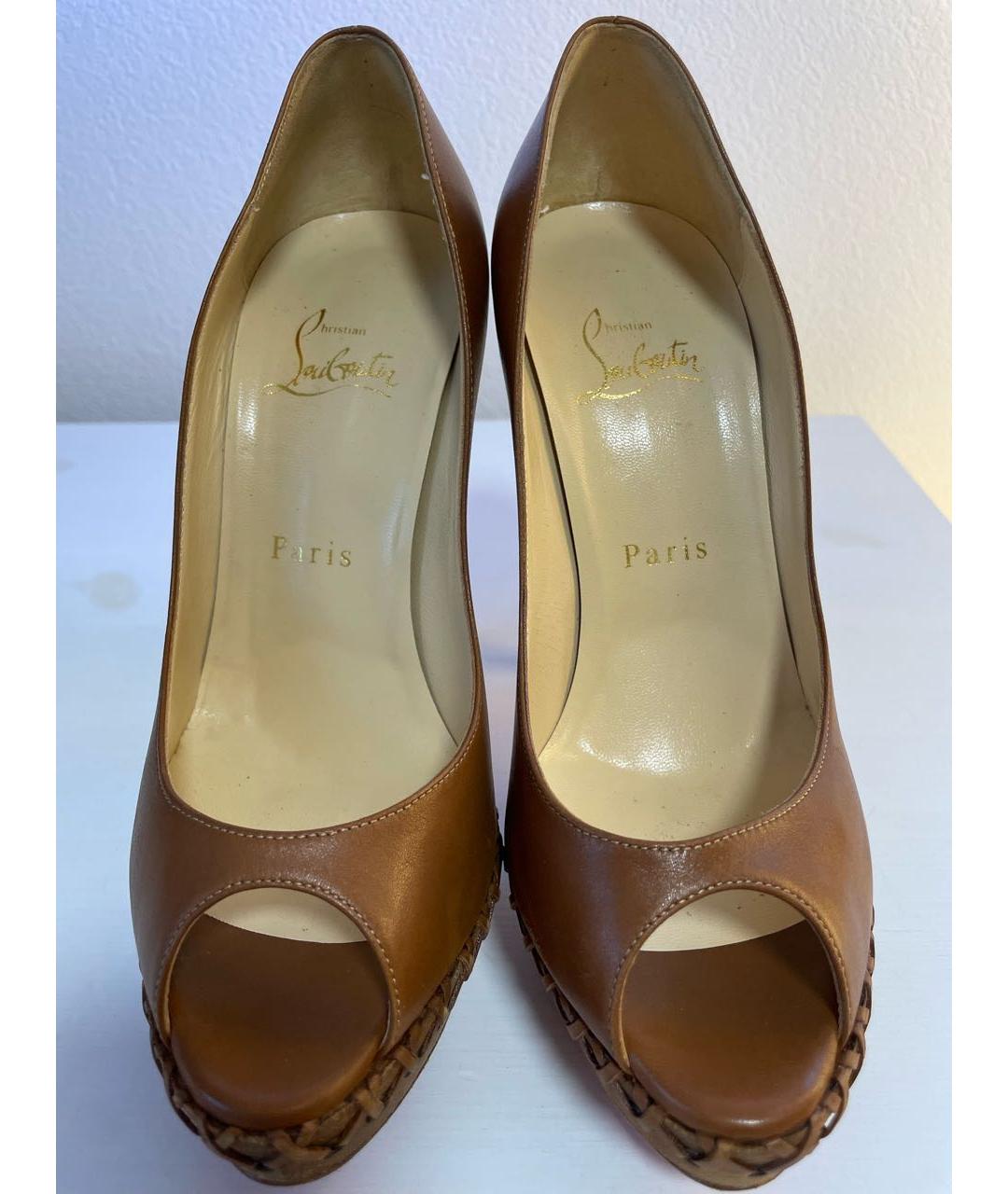 CHRISTIAN LOUBOUTIN Коричневые кожаные туфли, фото 2