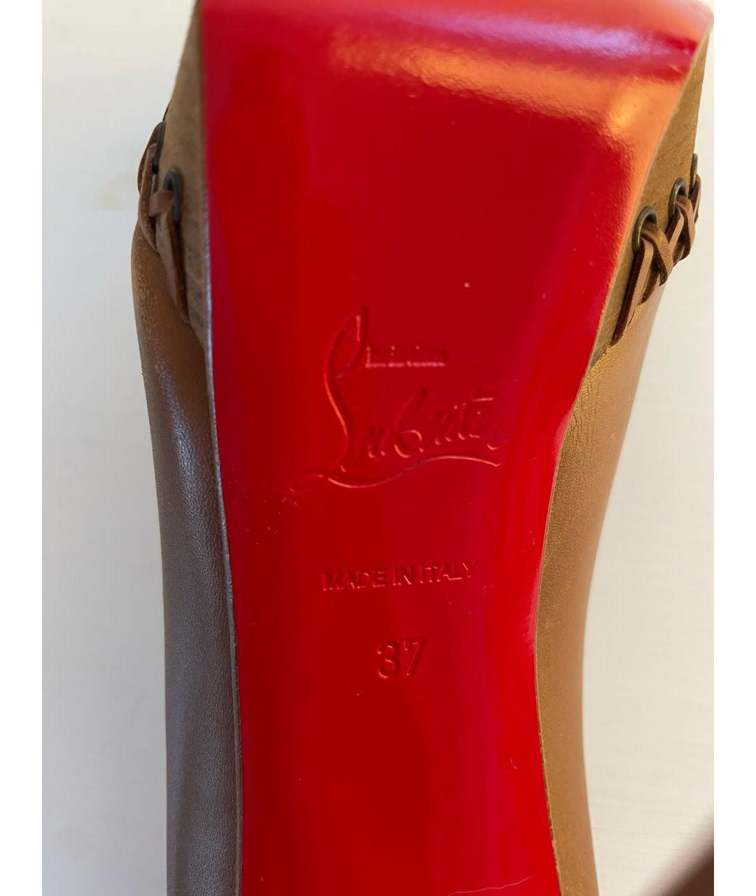 CHRISTIAN LOUBOUTIN Коричневые кожаные туфли, фото 5
