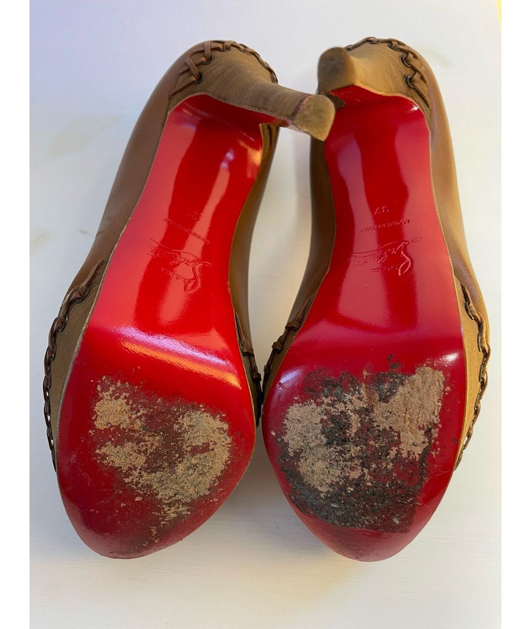 CHRISTIAN LOUBOUTIN Коричневые кожаные туфли, фото 4