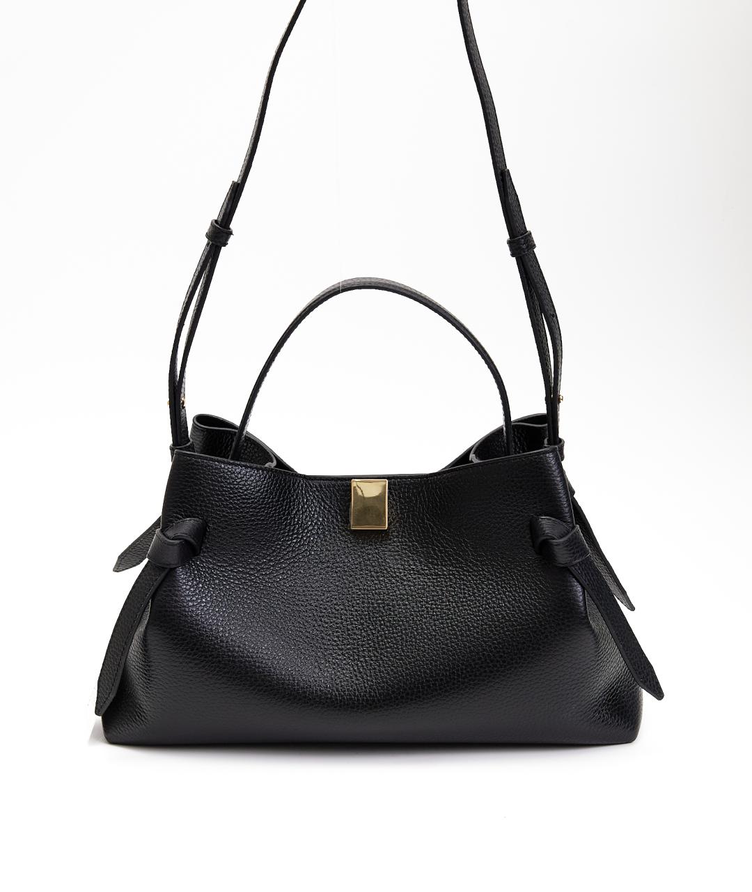 YUZEFI Черная кожаная сумка тоут, фото 4