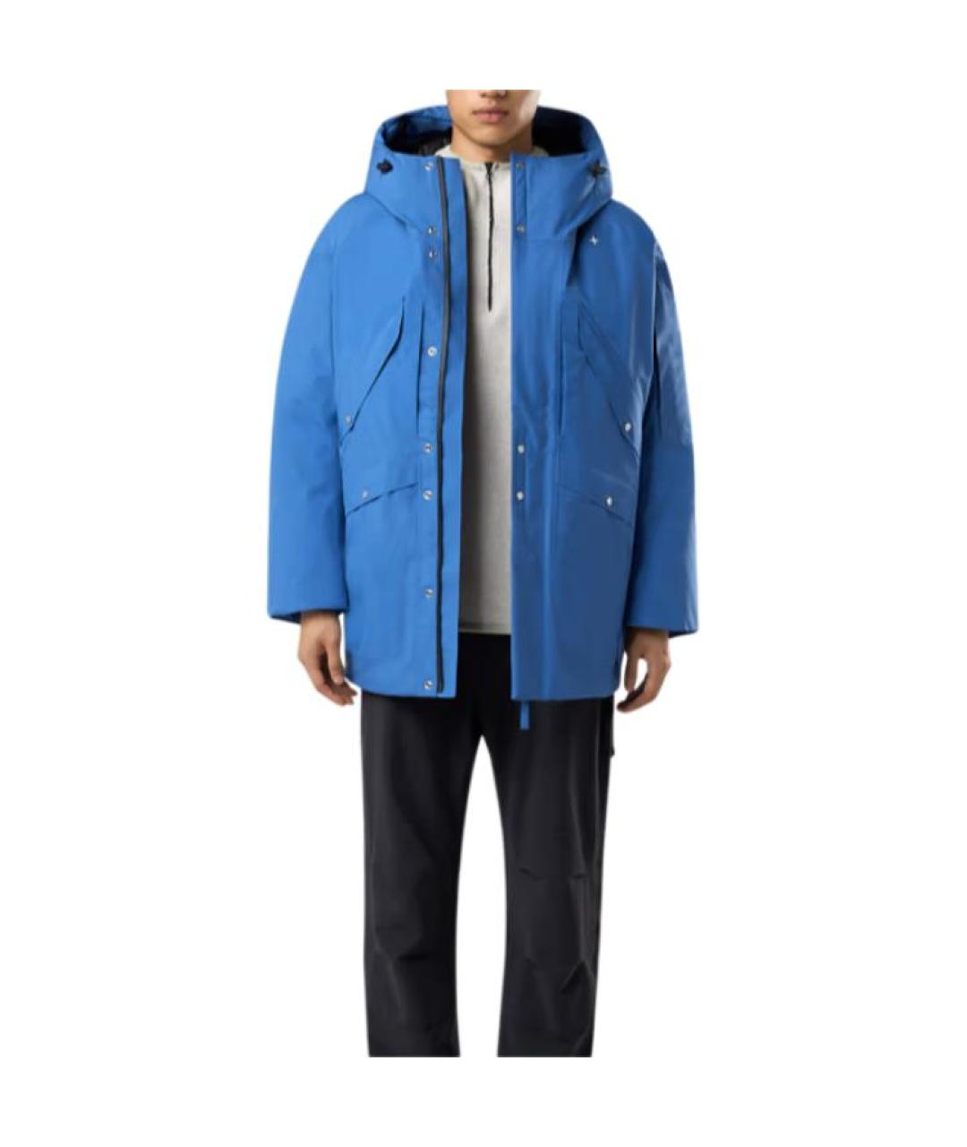 STONE ISLAND Голубой полиамидовый пуховик, фото 3