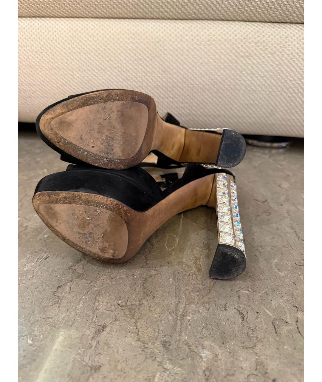 MIU MIU Черные замшевые босоножки, фото 5