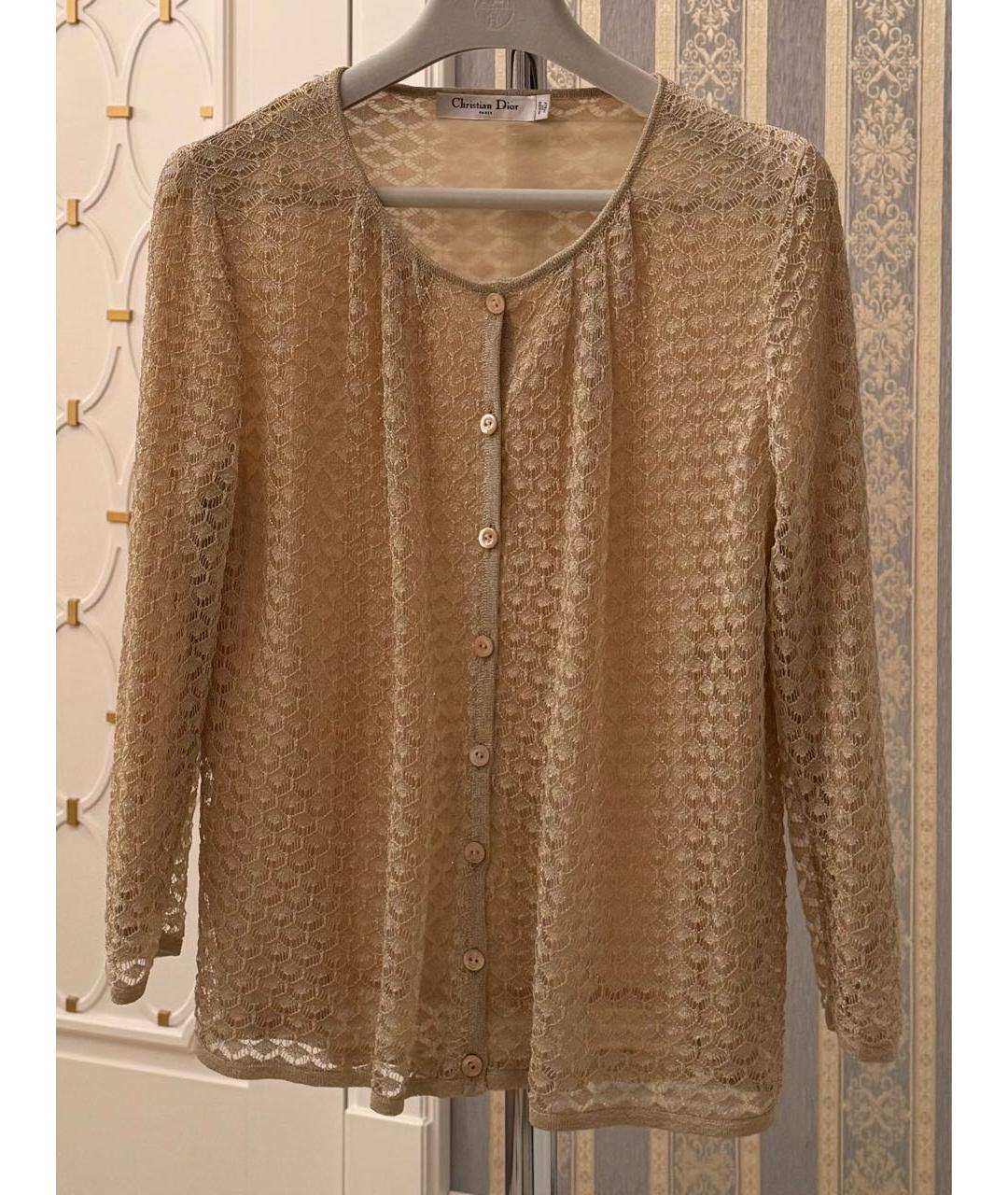 CHRISTIAN DIOR Золотой вискозный кардиган, фото 5