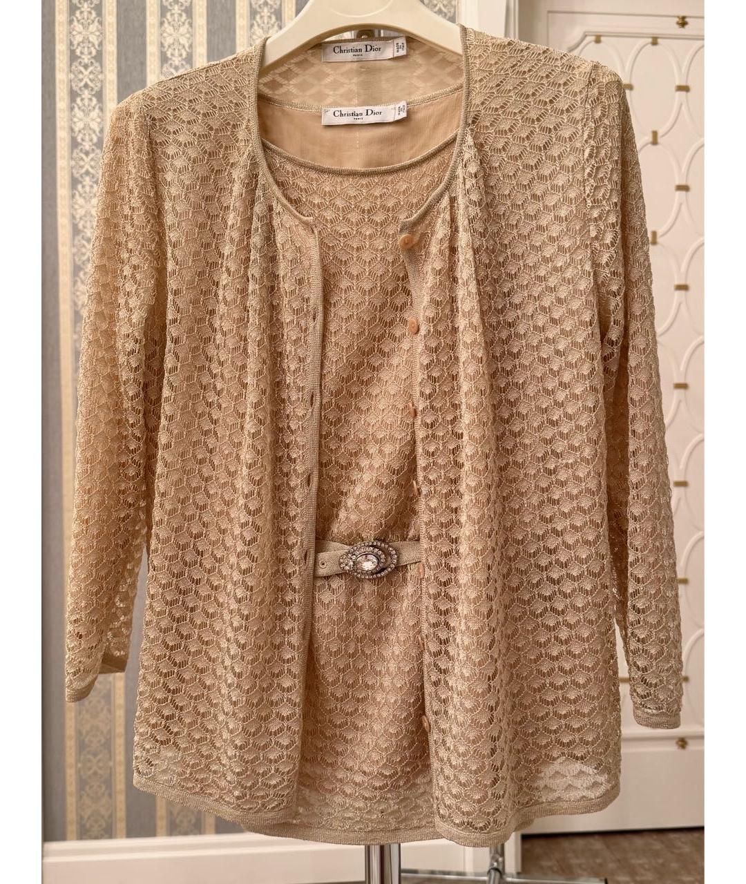 CHRISTIAN DIOR Золотой вискозный кардиган, фото 9