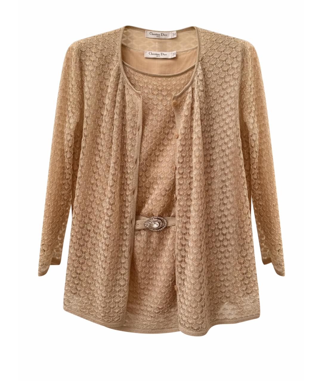CHRISTIAN DIOR Золотой вискозный кардиган, фото 1
