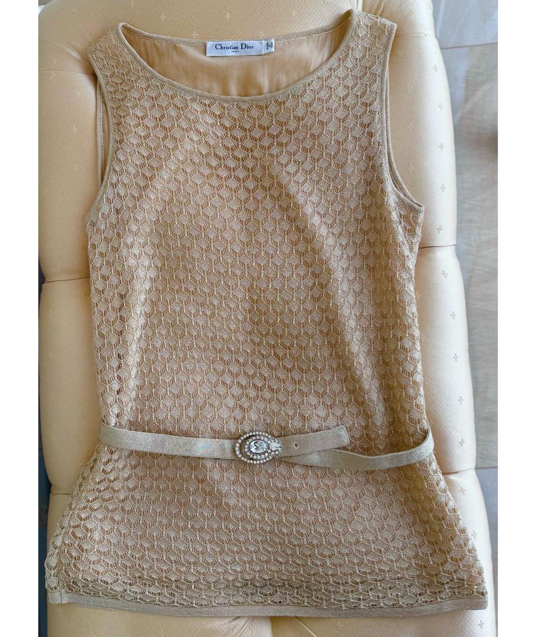 CHRISTIAN DIOR Золотой вискозный кардиган, фото 3