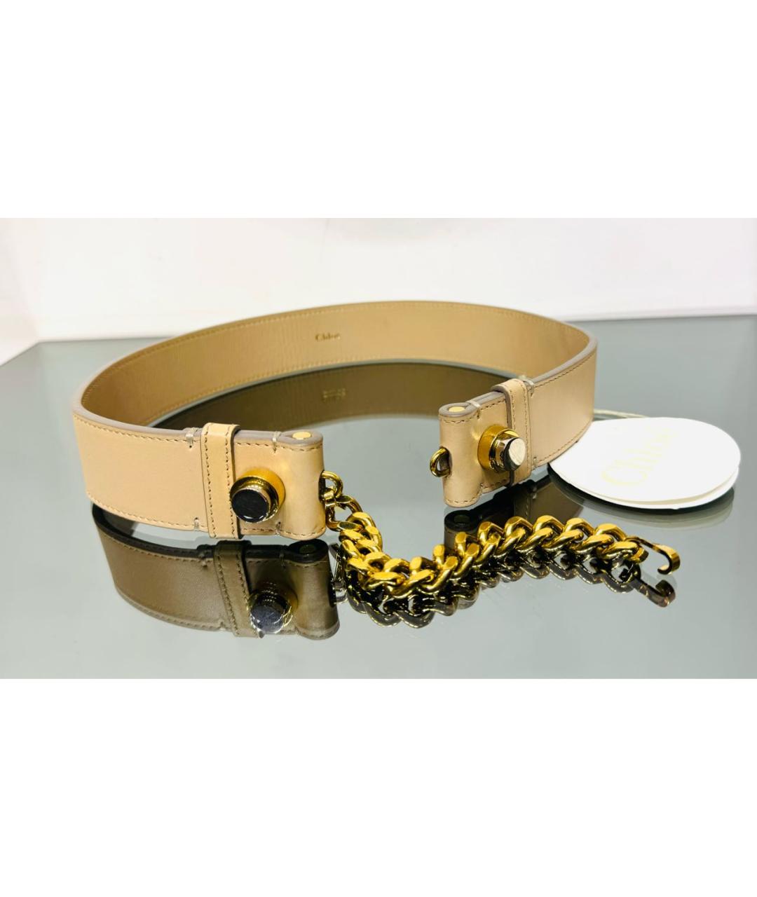 CHLOE Бежевый кожаный ремень, фото 2
