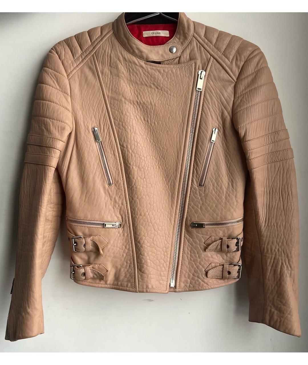 CELINE Бежевая кожаная куртка, фото 3