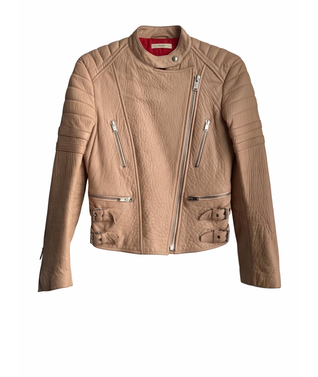 CELINE Бежевая кожаная куртка, фото 5
