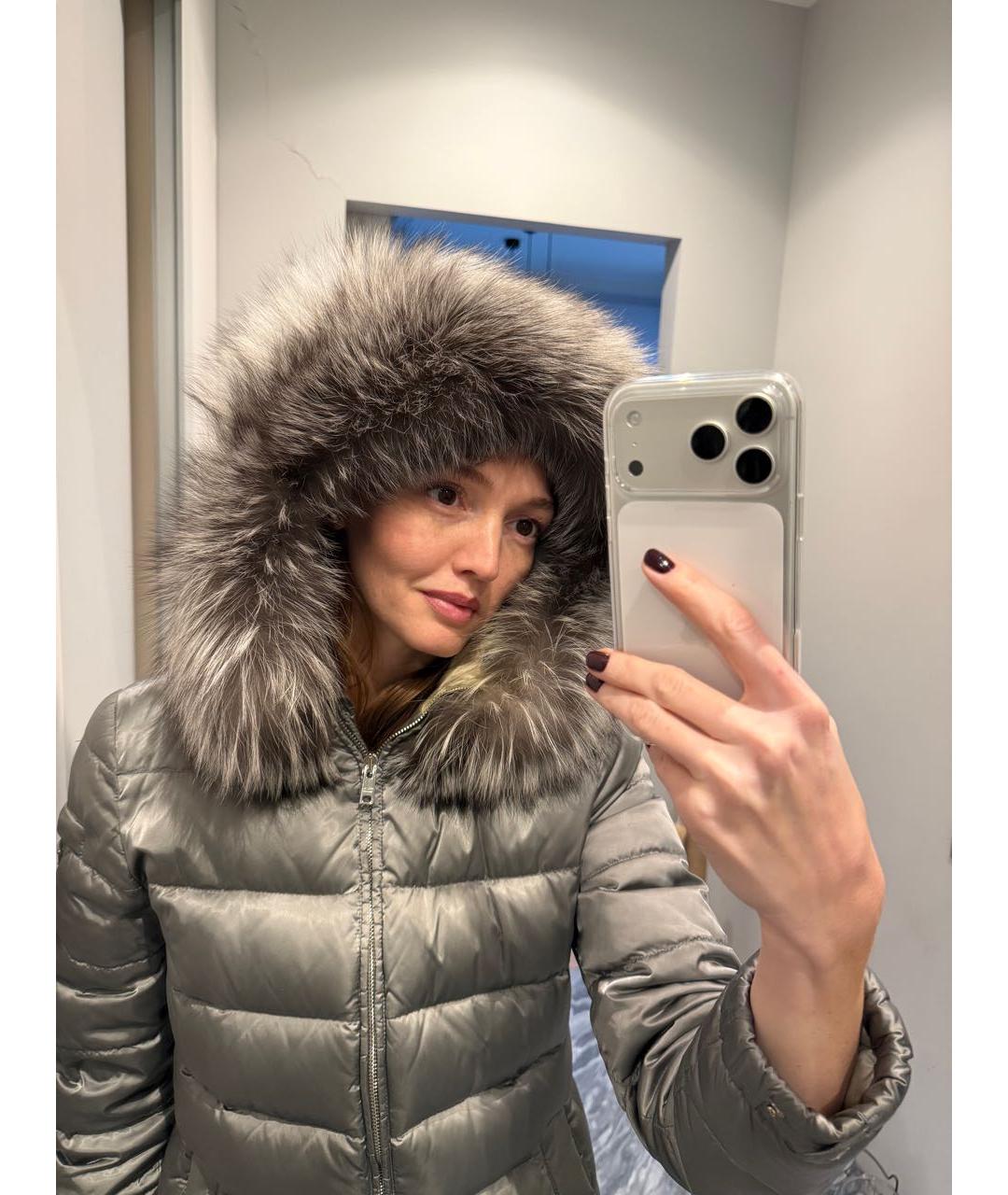 PRADA Антрацитовый полиэстеровый пуховик, фото 5