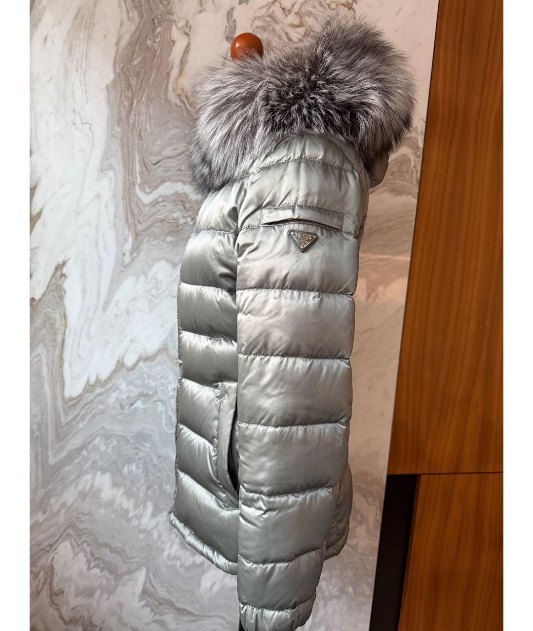 PRADA Антрацитовый полиэстеровый пуховик, фото 4