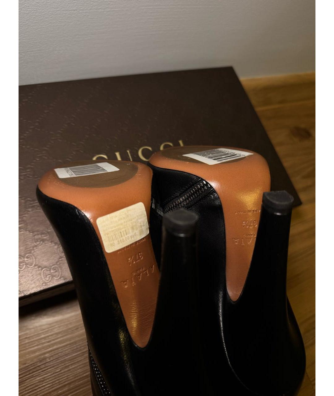 ALAIA Черные кожаные ботильоны, фото 8