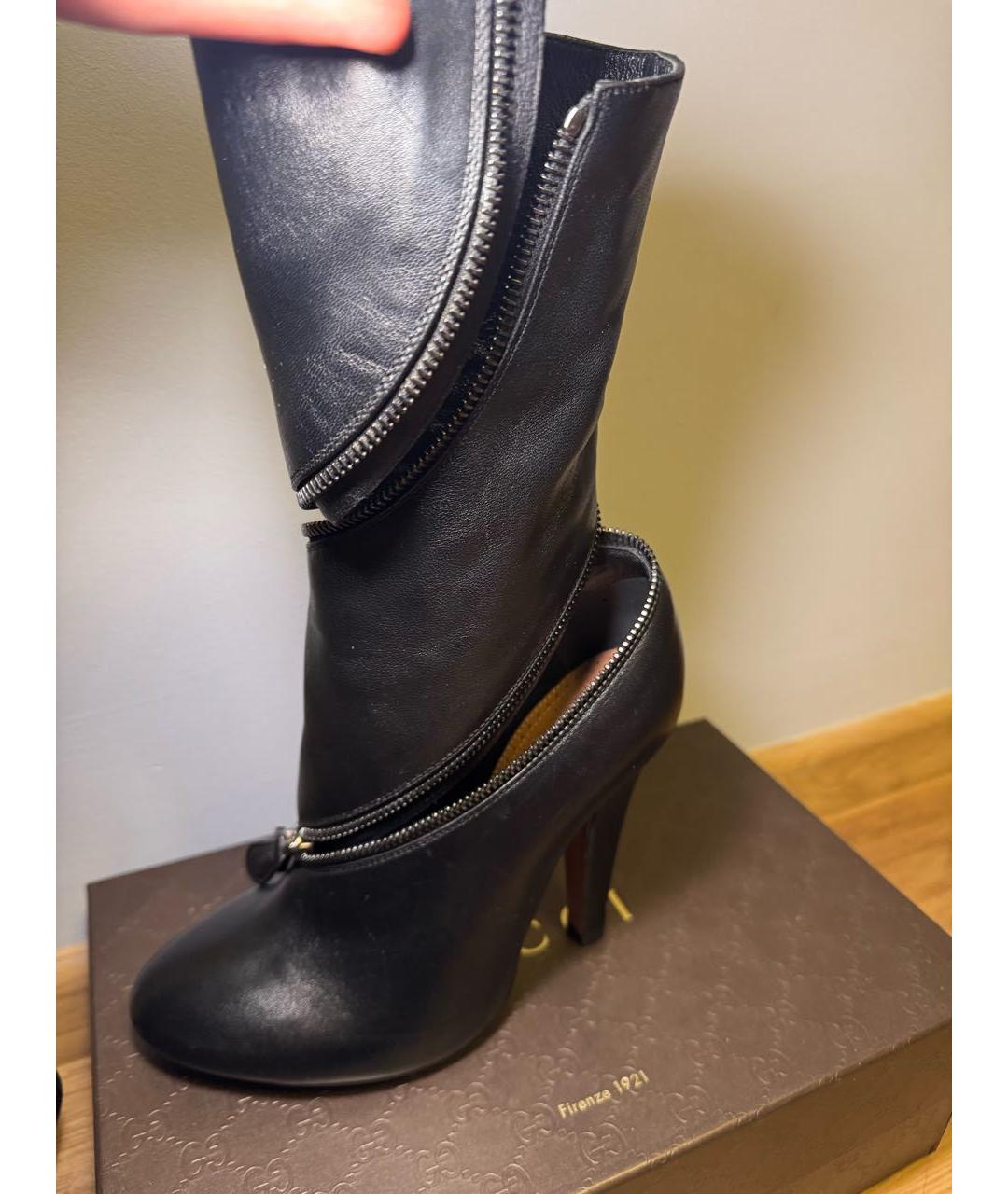 ALAIA Черные кожаные ботильоны, фото 3