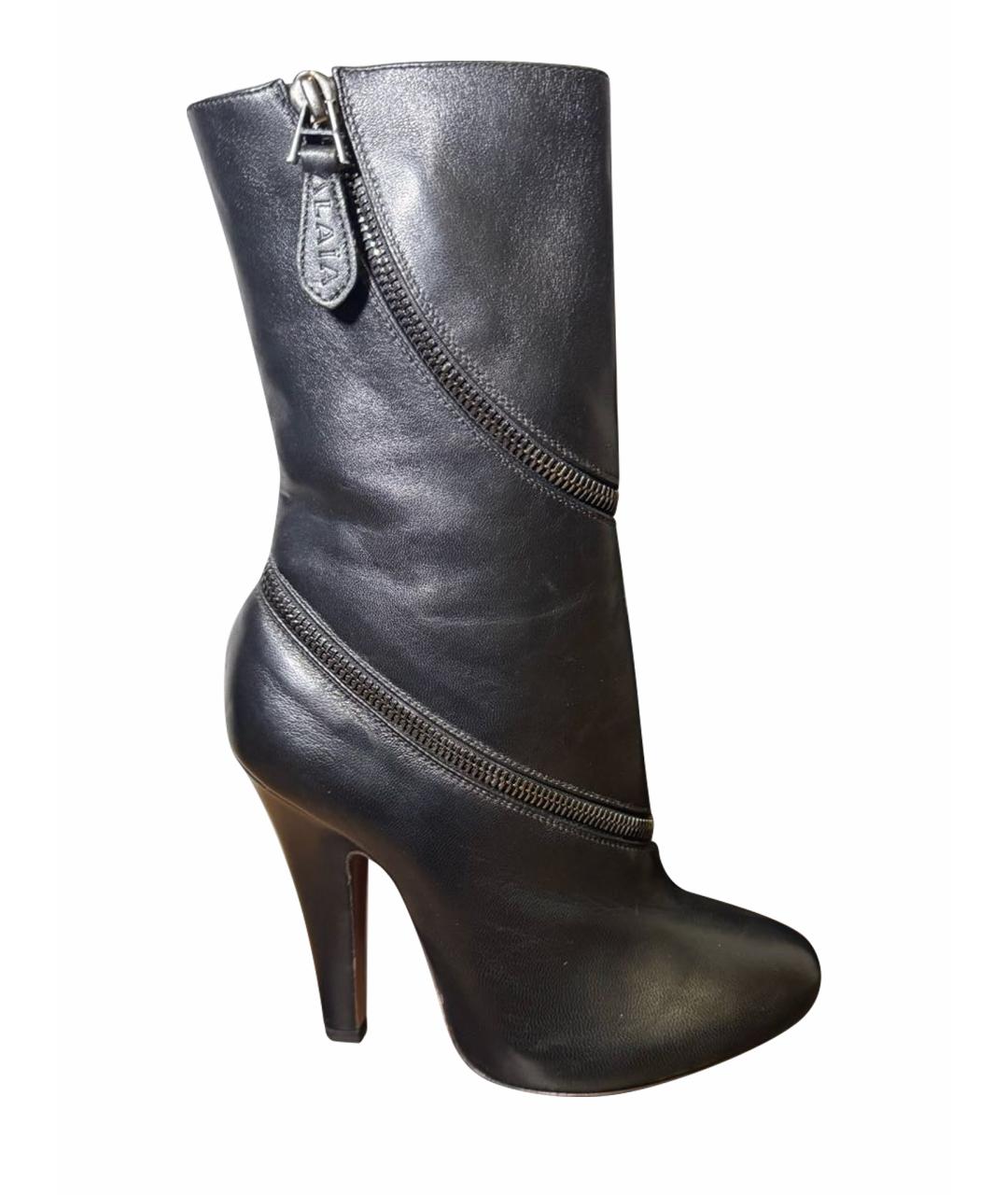 ALAIA Черные кожаные ботильоны, фото 1