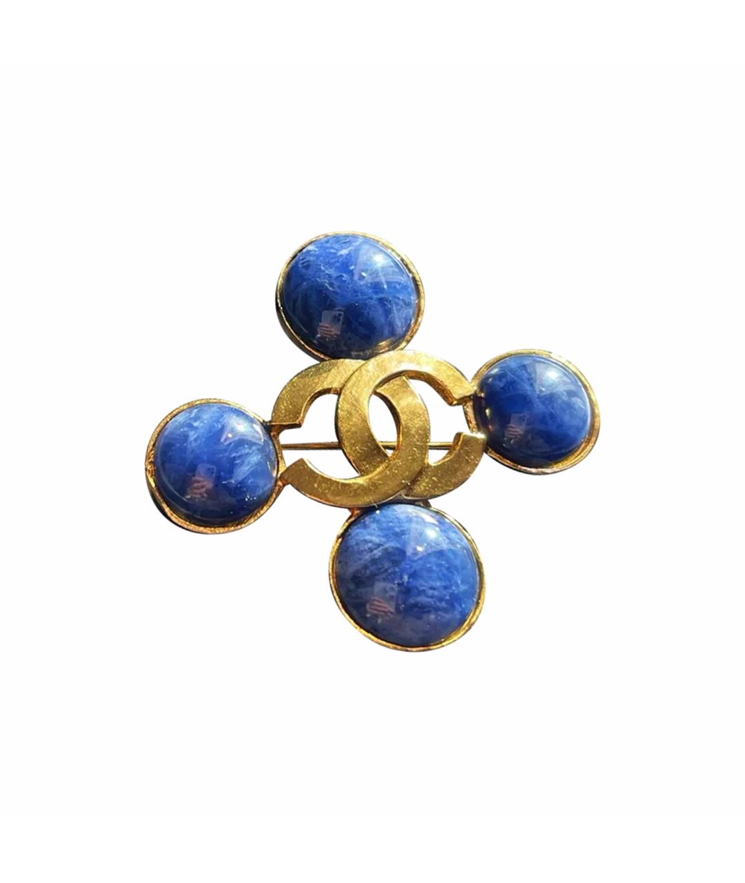 CHANEL Синяя металлическая брошь, фото 1