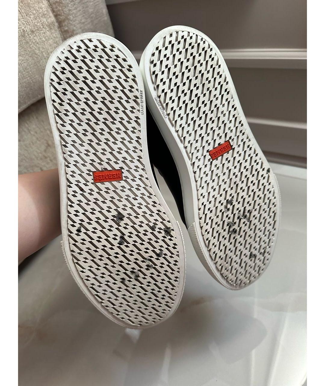 HERMES Черные кожаные высокие кроссовки / кеды, фото 4