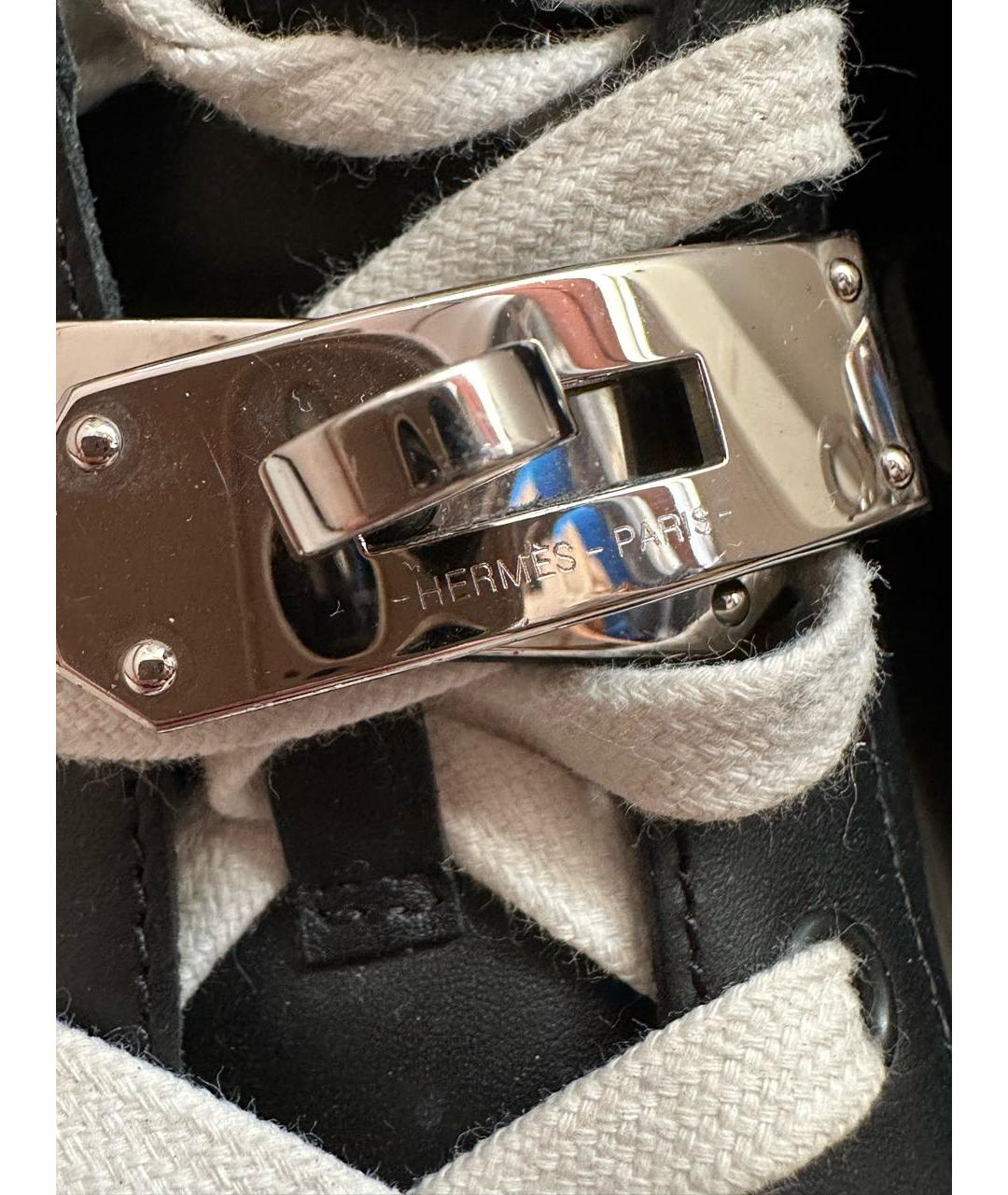 HERMES Черные кожаные высокие кроссовки / кеды, фото 8