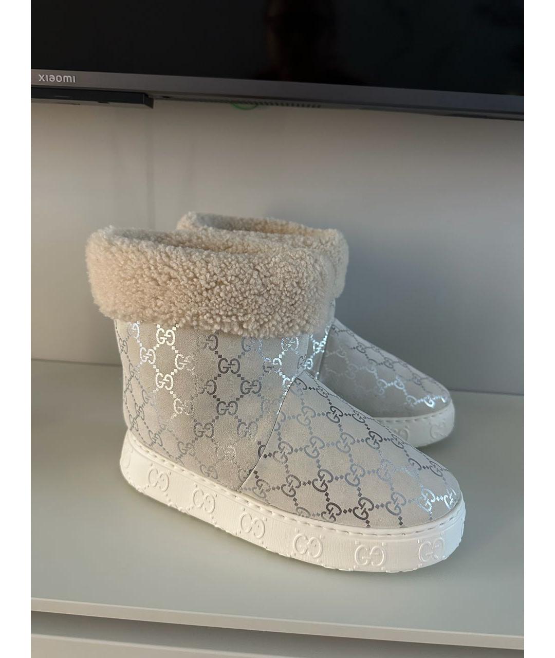 GUCCI Белые текстильные полусапоги, фото 9