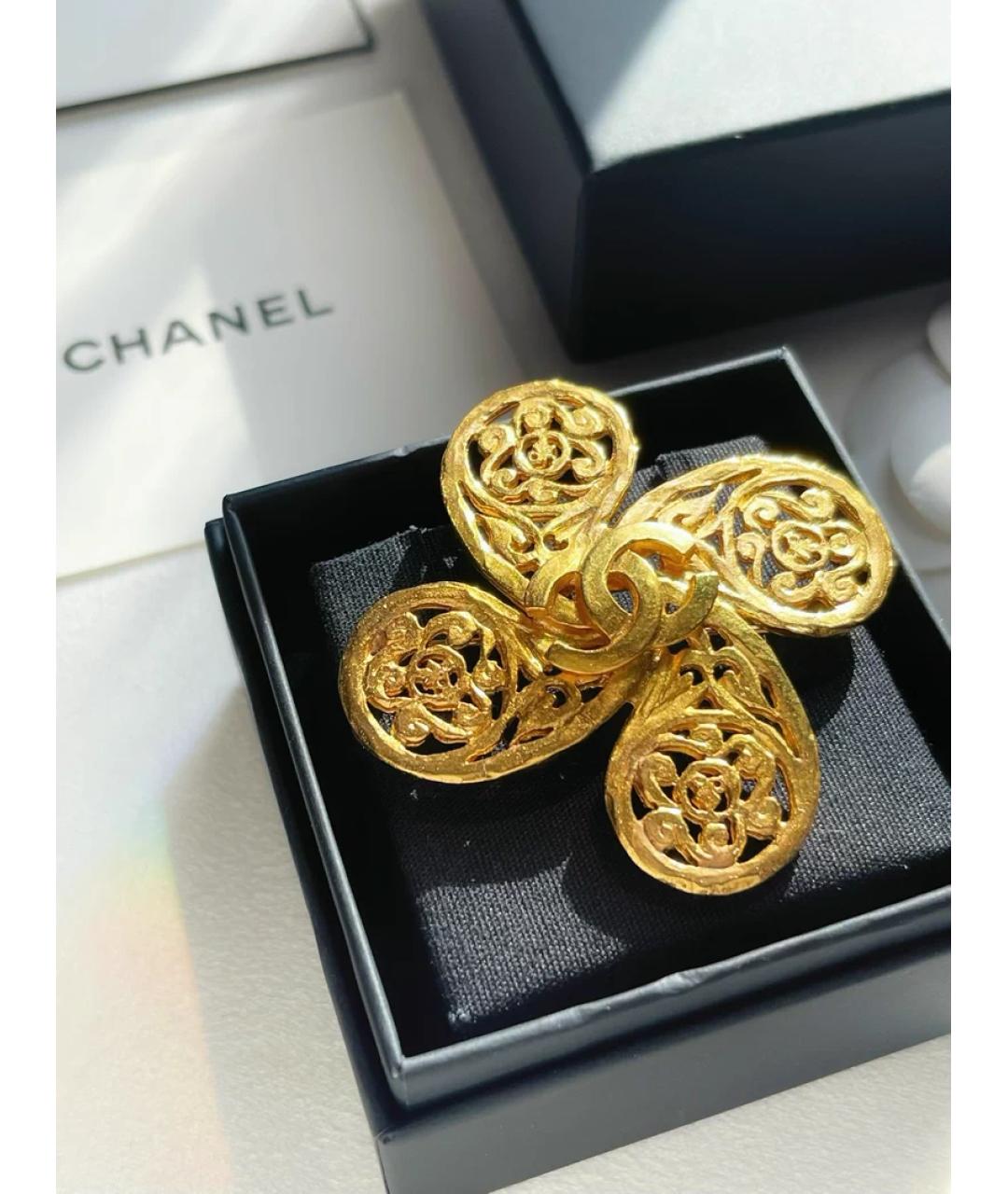 CHANEL Золотая металлическая булавка / брошь, фото 2