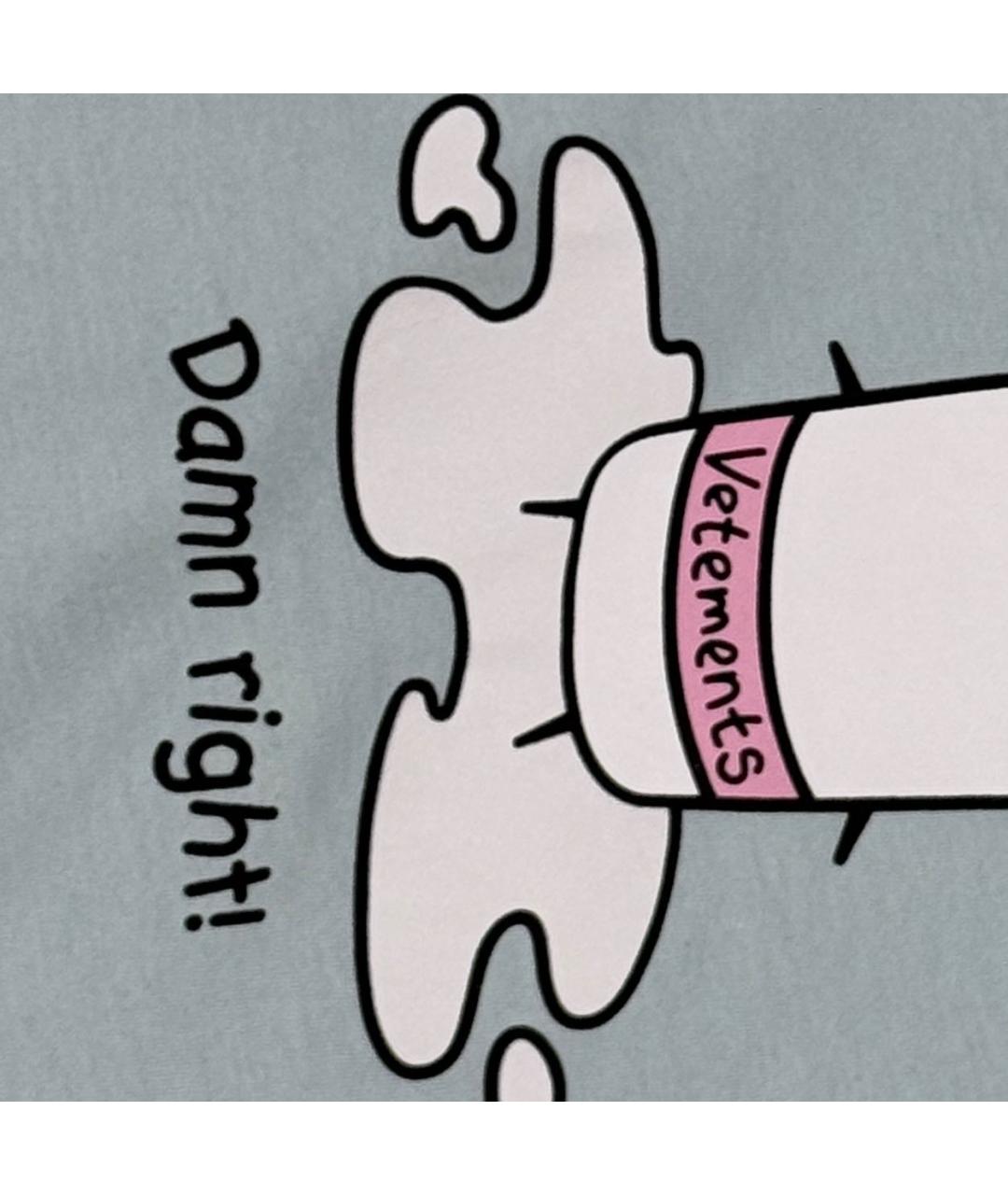 VETEMENTS Голубая хлопковая футболка, фото 4