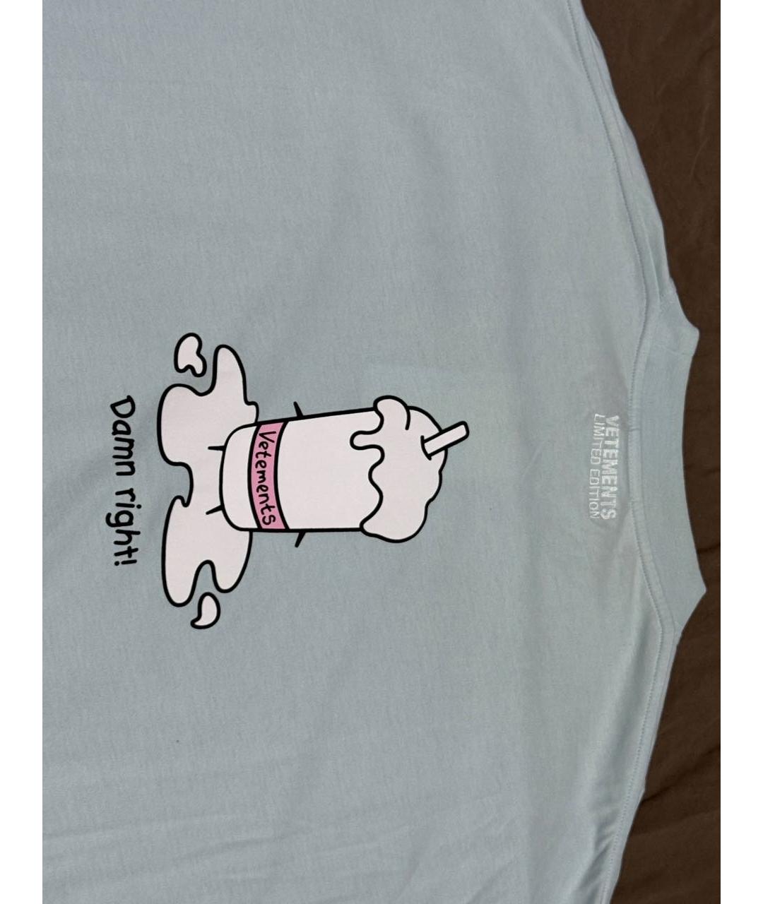 VETEMENTS Голубая хлопковая футболка, фото 3