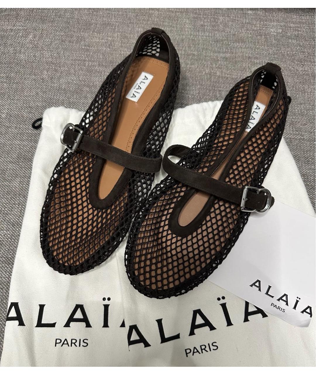 ALAIA Коричневые текстильные балетки, фото 2