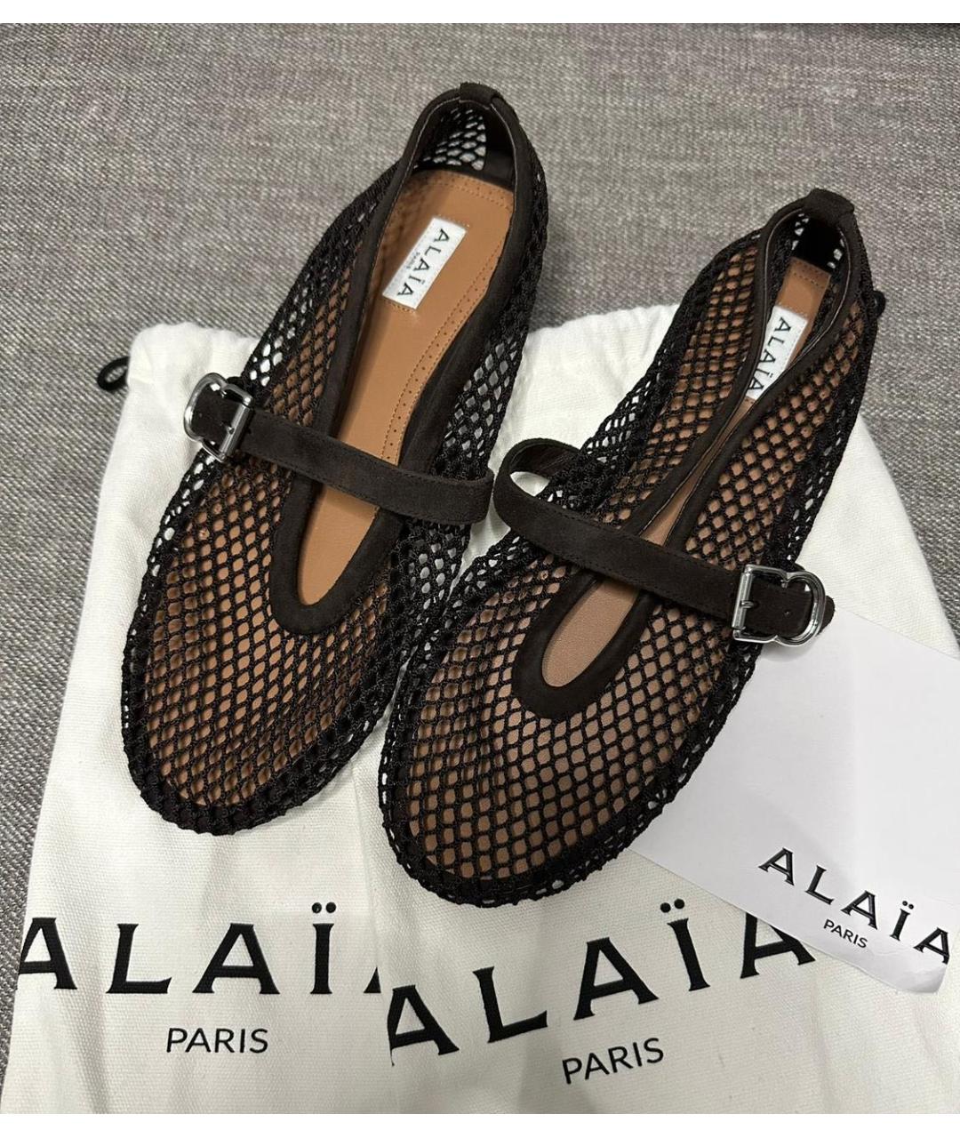 ALAIA Коричневые текстильные балетки, фото 8