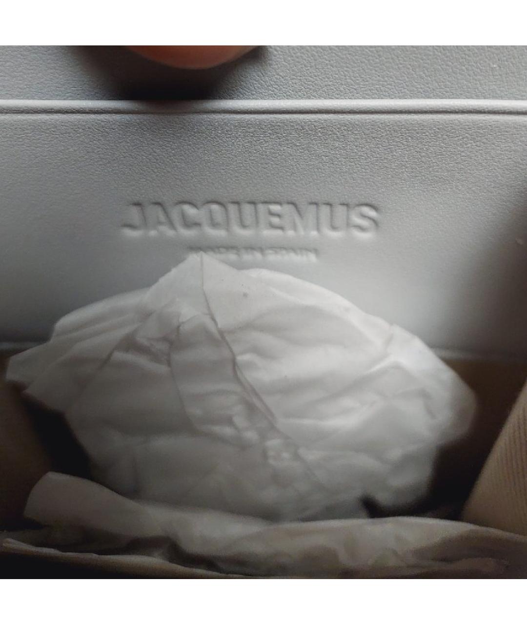 JACQUEMUS Серая кожаная сумка через плечо, фото 4