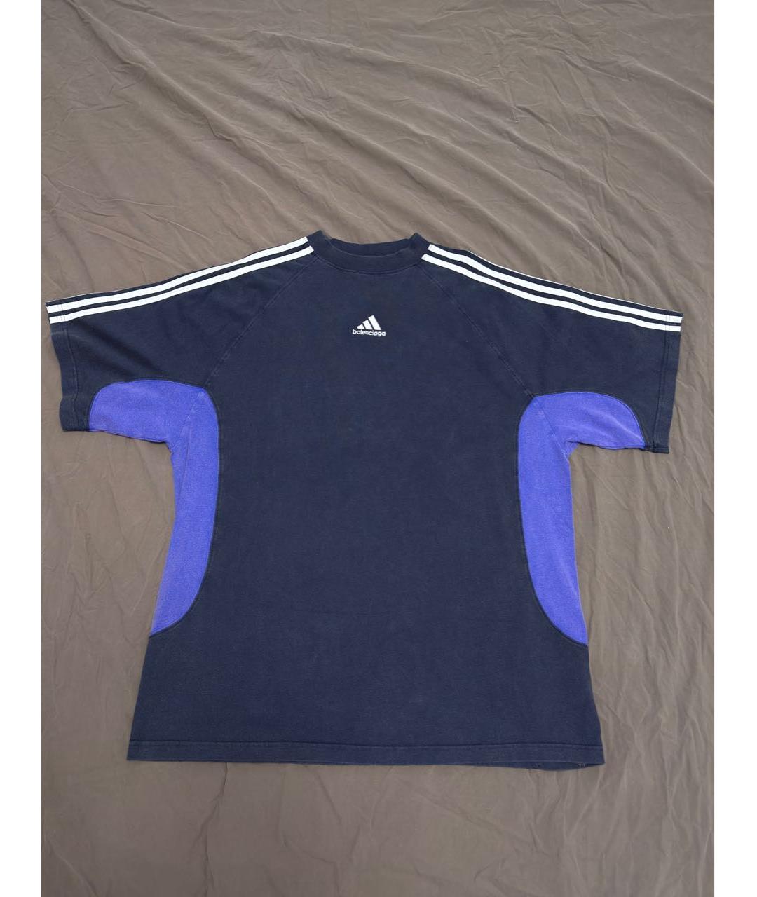 BALENCIAGA Темно-синяя хлопковая футболка, фото 5