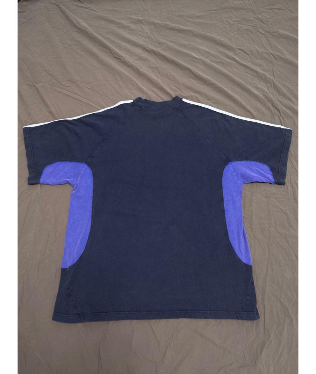 BALENCIAGA Темно-синяя хлопковая футболка, фото 2