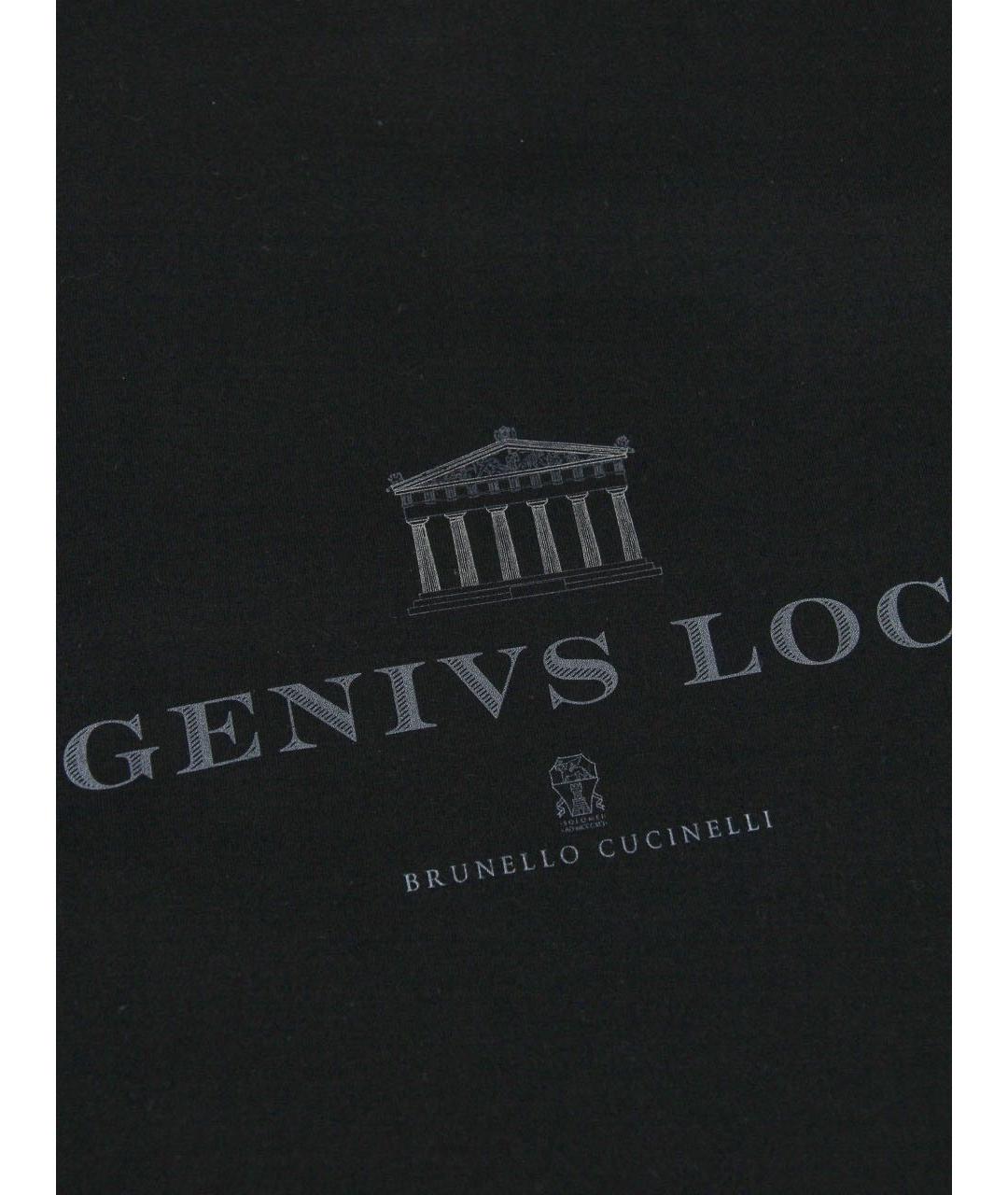 BRUNELLO CUCINELLI Темно-синяя хлопковая футболка, фото 4