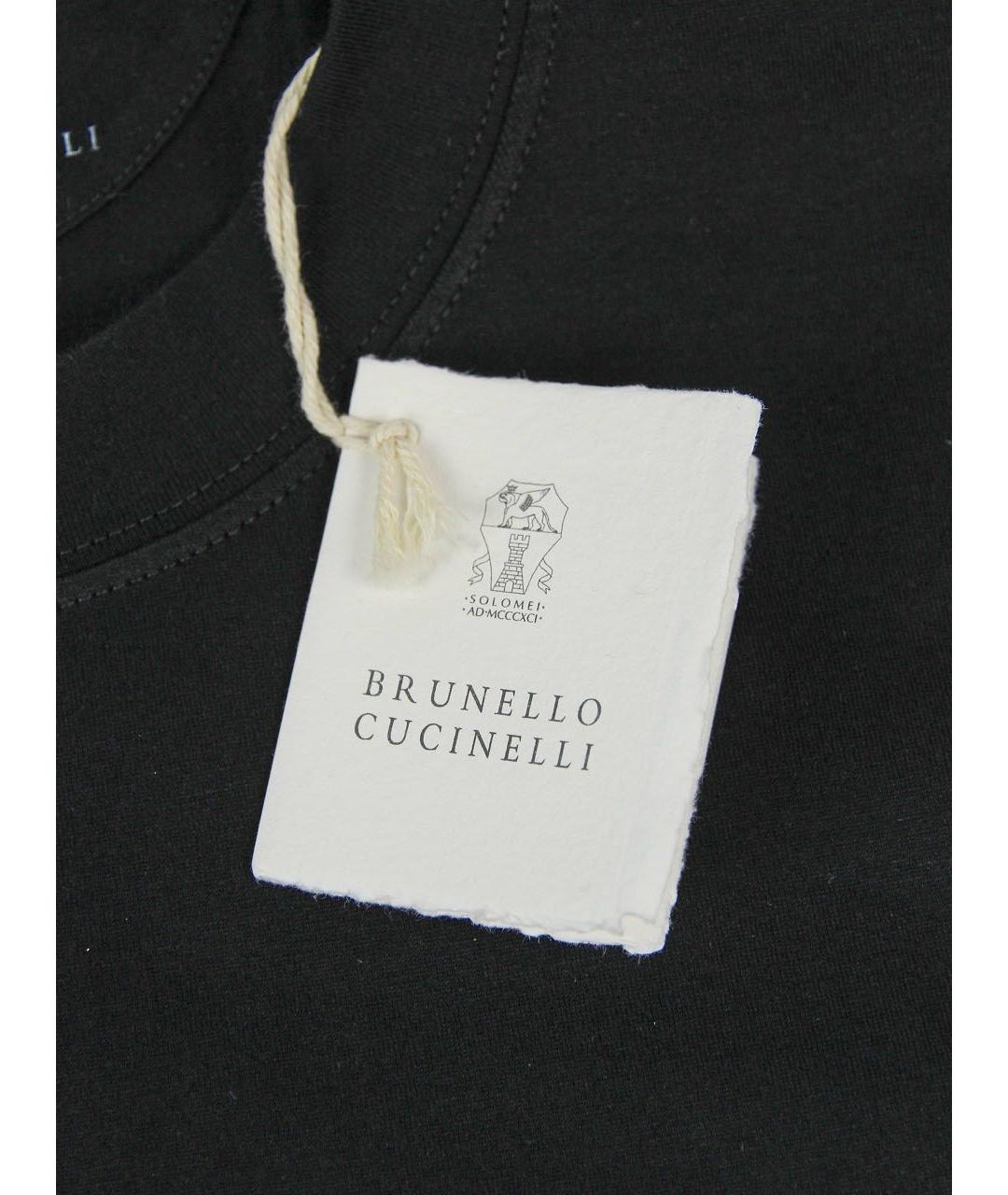 BRUNELLO CUCINELLI Темно-синяя хлопковая футболка, фото 3