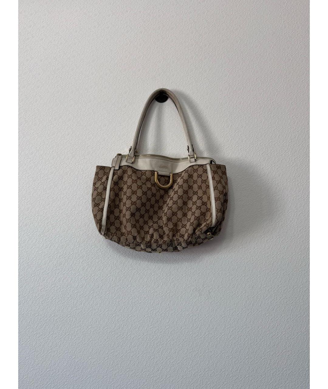 GUCCI Бежевая хлопковая сумка с короткими ручками, фото 8