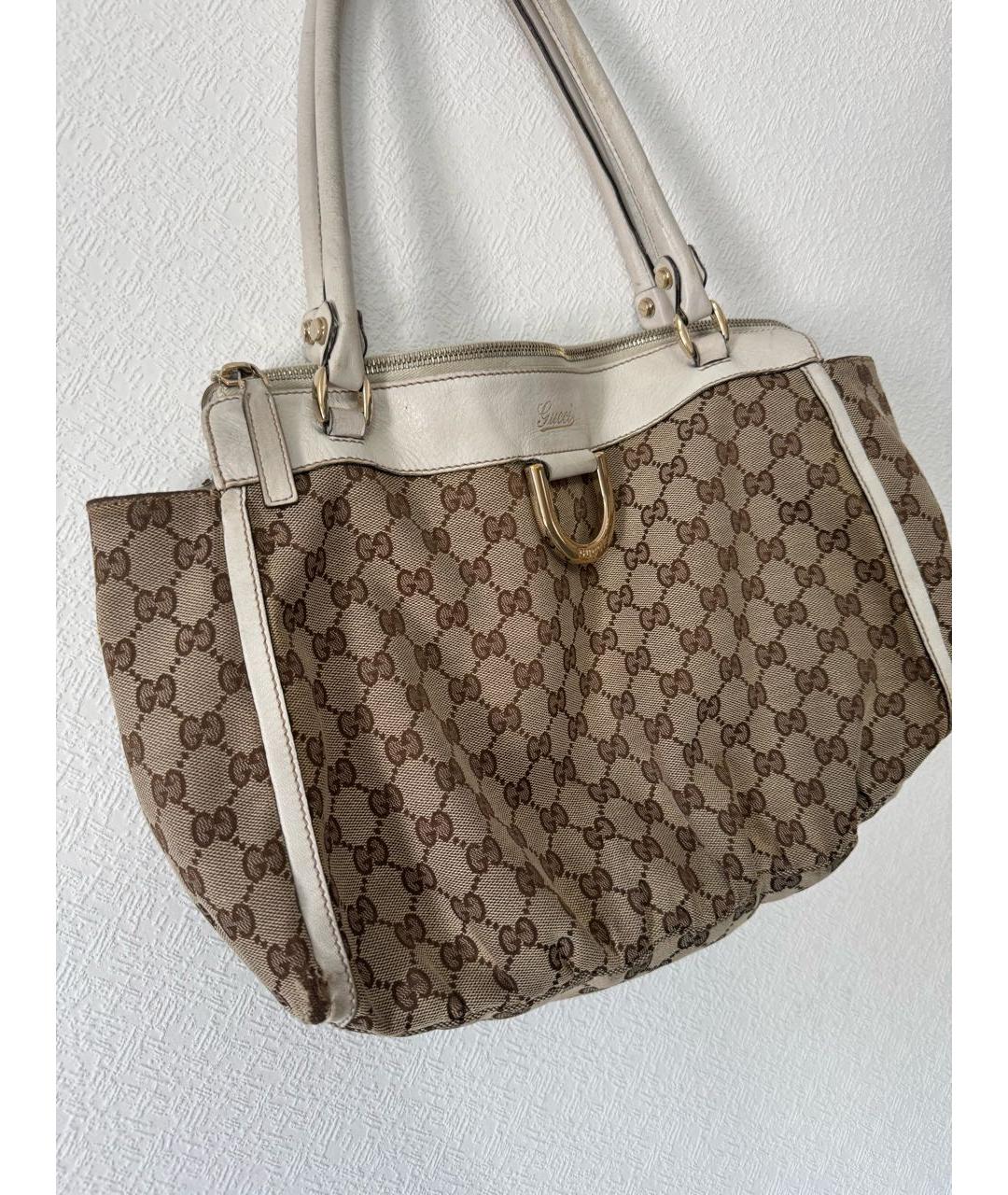 GUCCI Бежевая хлопковая сумка с короткими ручками, фото 2